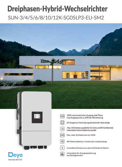 Deye 12 kW Hybrid-Wechselrichter Komplettset mit Felicity Solar FLA48314-EU 16 kWh Speicher