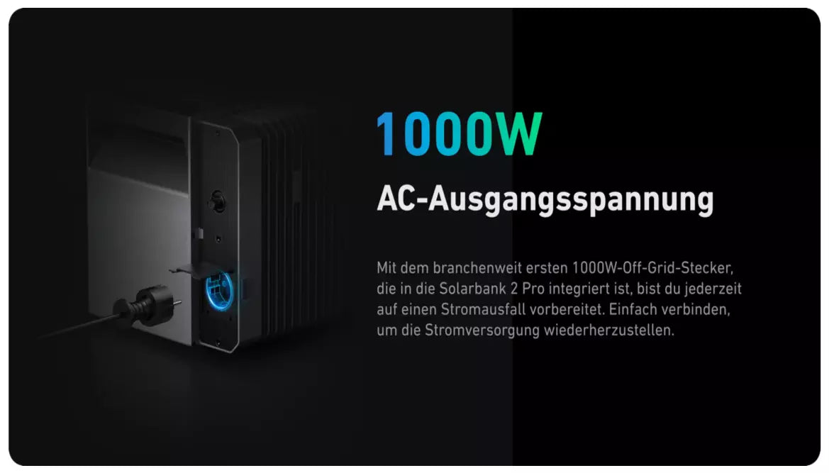 ANKER Solix Erweiterungsakku BP1600 1000W AC-Ausgangsspannung