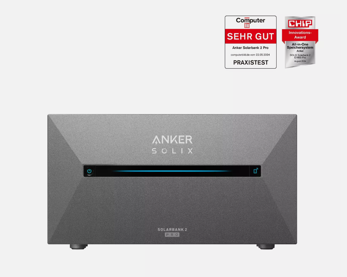 ANKER Solix Solarbank 2 E1600 PRO Vorderansicht Gewinner des Preises