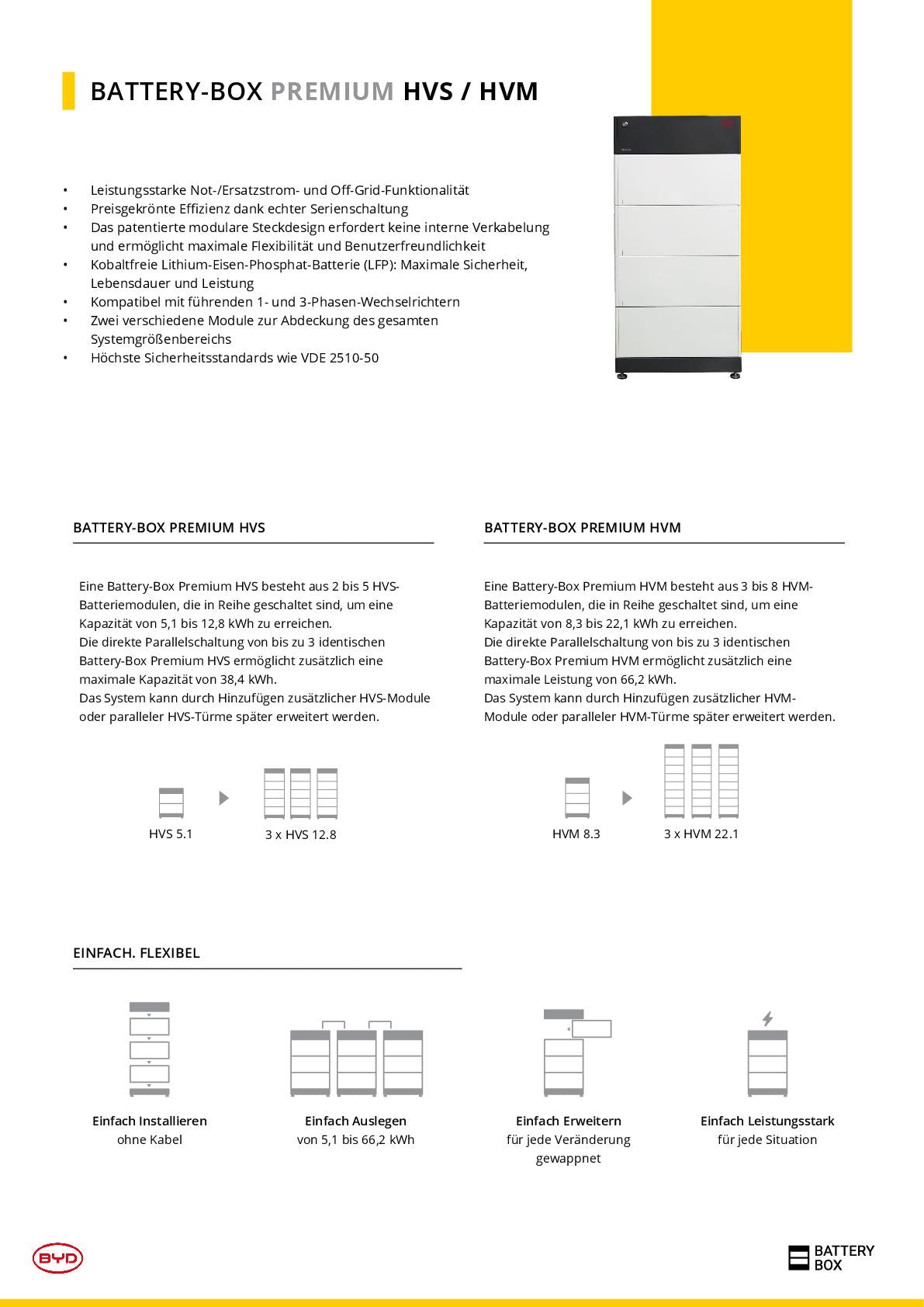 BYD B-BOX Premium HVS Batteriemodul (2.56 kWh, 102.4V)