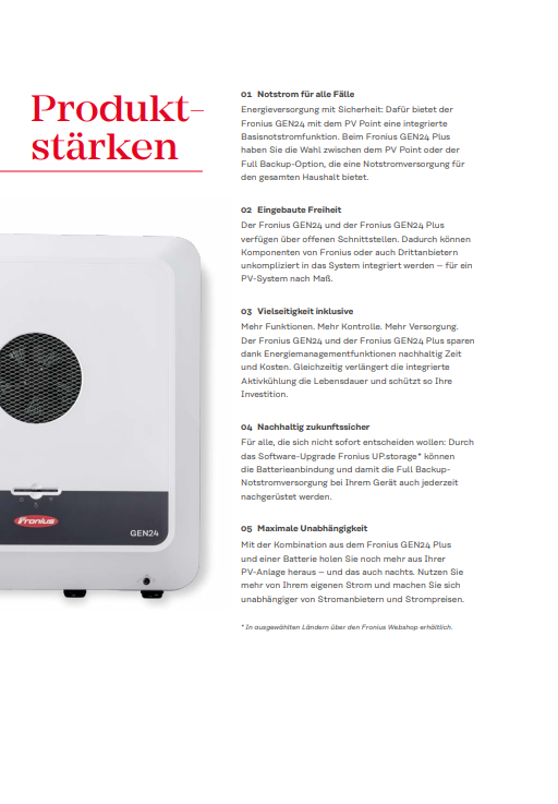 Fronius Symo GEN24 SC 12.0 Plus Hybridwechselrichter Vorderansicht  Produktstärken