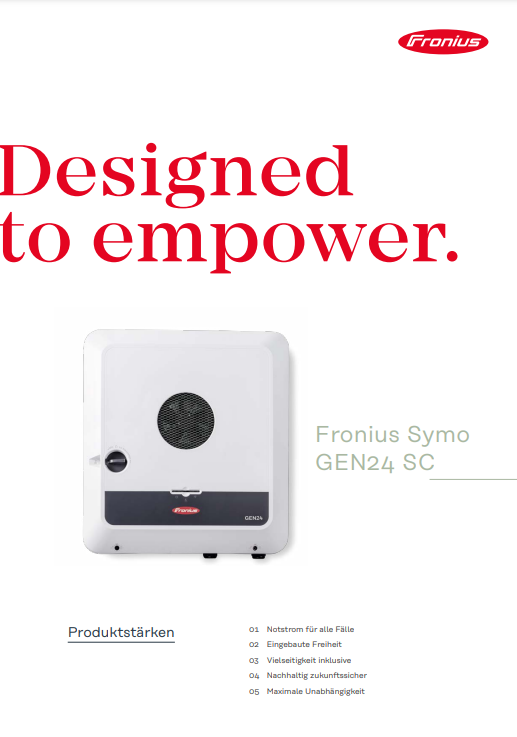 Fronius Symo GEN24 SC 12.0 Plus Hybridwechselrichter Vorderansicht Produktstärken 1