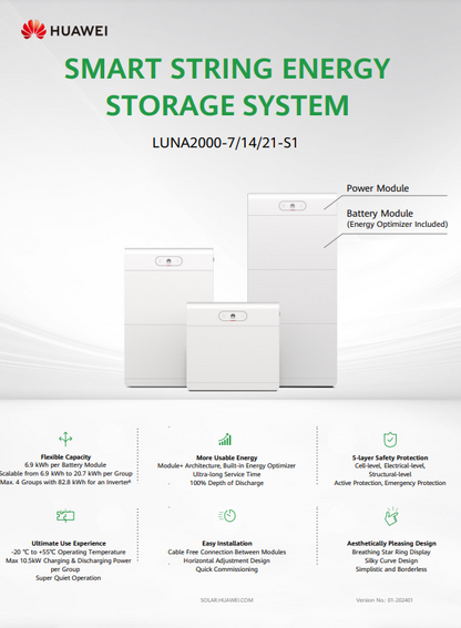 Huawei LUNA2000-21-S1 7 kWh 14 kWh 21 kWh Vorderansicht Produkteigenschaften