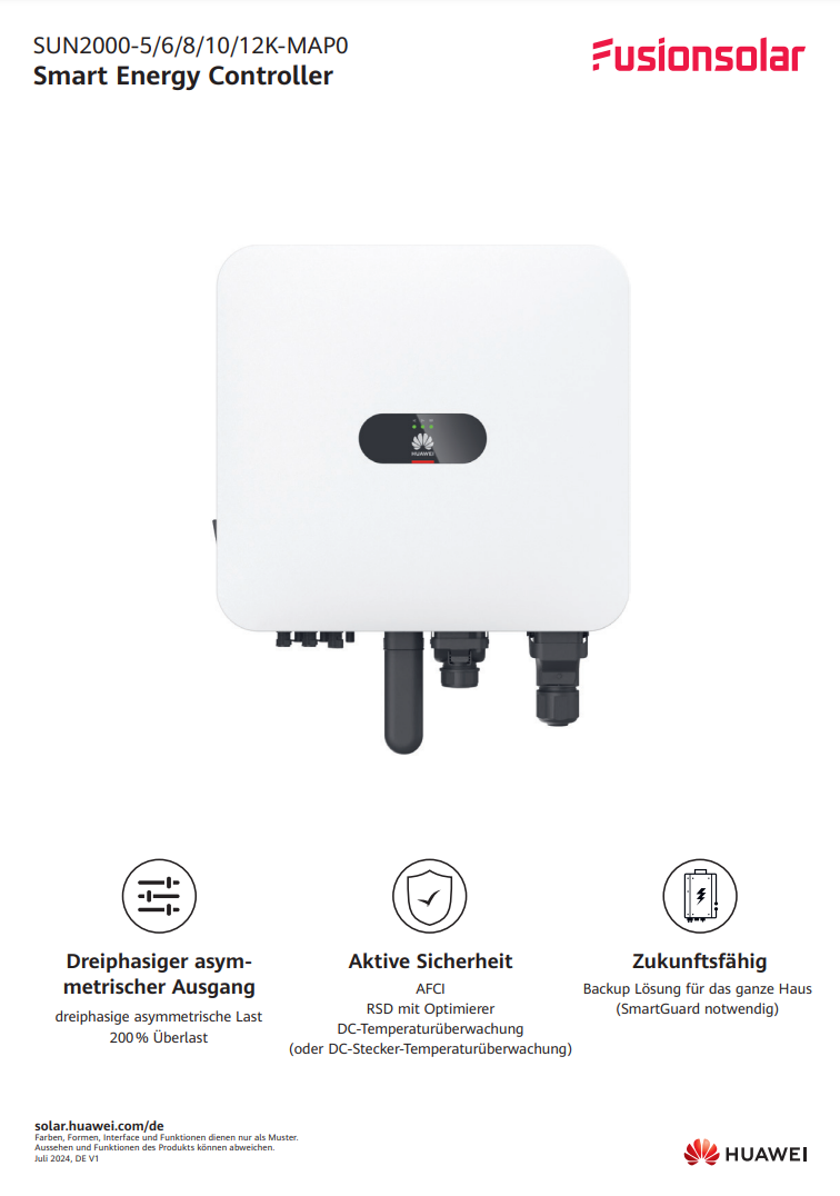 Huawei SUN2000-5K-MAP0 5-12 kW Vorderansicht Parameter