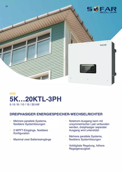 Sofar Solar HYD10KTL-3PH 10 kW 15 kW 20 kW Eigenschaften