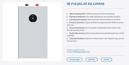 Deye SE-F16 Batteriespeicher 16 kWh Akku 48V LiFePO4 Niedervolt